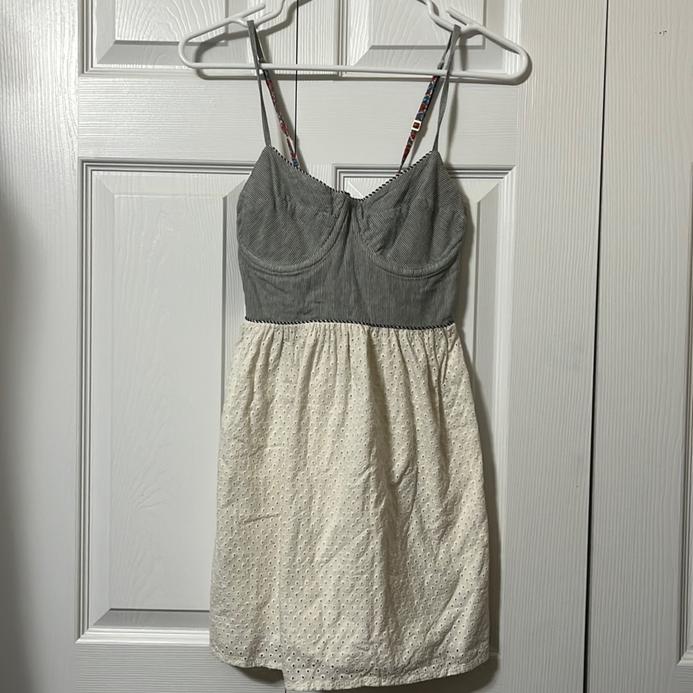 Roxy off white and blue striped dress size XS!
